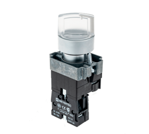 Переключатель с LED подсветкой, 220V AC/DC, прозрачный, 2 полож. 1NO, фикс., мет. MTB2-BK2763  58218  ОВЕН