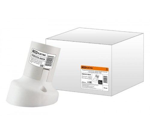 Патрон Е27 настенный, термостойкий пластик, наклонный, белый,  SQ0335-0059  TDM