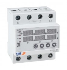 Реле напряжения OptiRel D PVC-3-63 с ЖК-дисплеем и контролем тока 3Ф 63 А  357871  КЭАЗ
