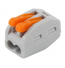 Строительно-монтажная клемма СМК NO-222-25 модель 412 с рычагом 2 отверстия, 0.08-2.5мм2 (уп.2шт.)  Б0033399  ЭРА