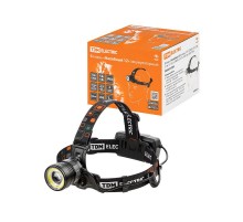 Фонарь "Налобный 12" аккум., 5 Вт CREE+3 Вт COB, Li-Ion 3,7 В 2x18650 2,4 А*ч, 650 лм, USB  SQ0350-0069  TDM