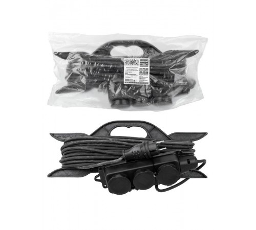 Удлинитель-шнур силовой на рамке, каучук, КГ, IP44, 3 гнезда с/з, 3700 Вт, 20м Народный  SQ1307-0234  TDM