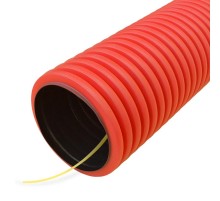 Труба гофрированная двустенная ПНД гибкая тип 450 (SN18) с/з красная д63 (100м/уп) (муфта, 2 кольца)  PR15.0025  Промрукав