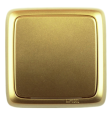 Выключатель открытой установки, одноклавишный, с изолирующей пластиной, цвет золото  ВА10-113-07  HEGEL