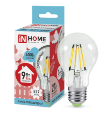 Лампа светодиодная LED-A60-deco 9Вт 230В Е27 4000К 810Лм прозр  4690612008073  IN HOME