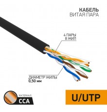 Кабель UTP  4PR  24AWG  CAT5e  OUTDOOR,  305м  CCA  01-0045-3  PROconnect