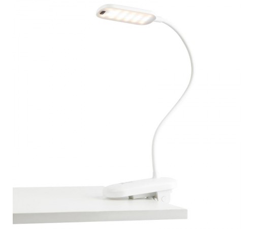 Настольный светильник  NLED-525-6W-W светодиодный аккумуляторный на прищепке белый  Б0068589  ЭРА