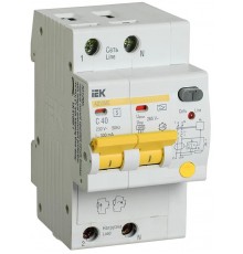 Выключатель автоматический дифференциального тока АД12MS 2п 40А C 300мА тип A (3 мод)  MAD123-2-040-C-300  IEK