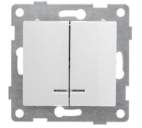 Bravo Выключатель 2кл. (инд), СУ , 10А, 250В, белый  С10В28-001  GUSI Electric