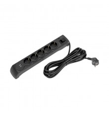 Фильтр сетевой 5 гнезд, 5м, 3х1,5мм, с автовыкл, 2 USB, черный  13-4703  Kranz