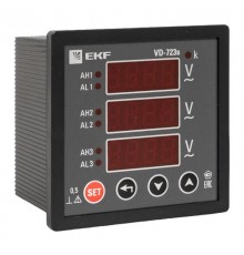 Вольтметр VD-723s цифровой на панель 72x72 (квадратный вырез) трехфазный в коротком корпусе PROxima  VD-723s  EKF