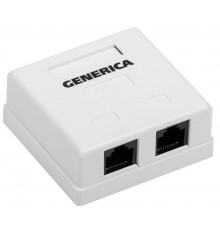 Розетка инф. настенная RJ45 кат. 5Е UTP 2 порта  CS2-1C5EU-22-G  GENERICA