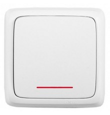 Выключатель открытой установки, одноклавишный, с индикацией, цвет белый  ВА16-112  HEGEL