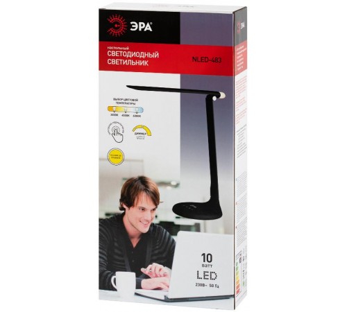 Настольный светильник  NLED-483-10W-BK светодиодный черный  Б0068569  ЭРА