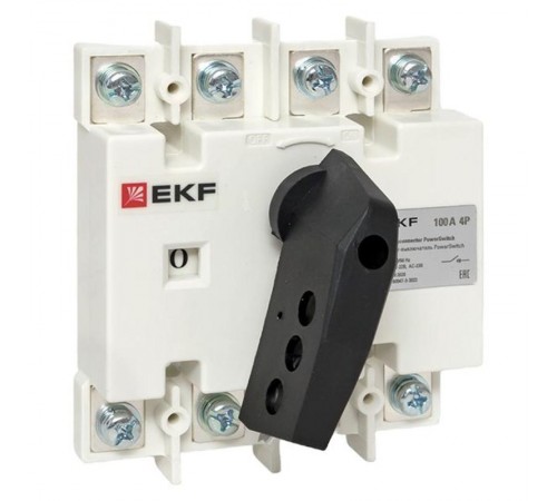 Рубильник-выключатель 100A 4P c рукояткой управления для прямой установки PowerSwitch  psds-100-4  EKF