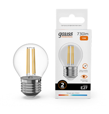 Лампа светодиодная   Filament Elementary Шар 12W 730lm 2700К Е27 LED 1/10/100  52212  Gauss