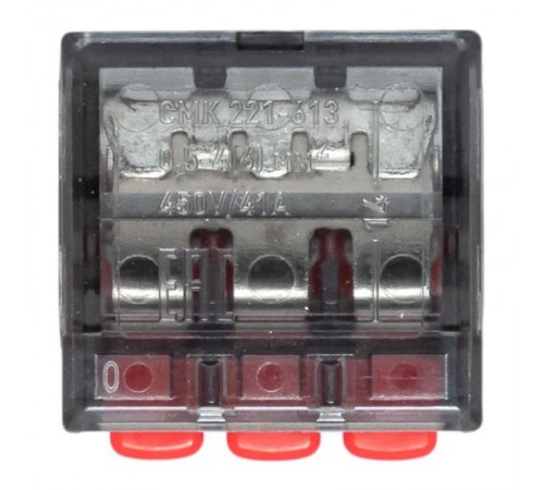 Строительно-монтажная клемма СМК 221-613 с рычагом 3 отверстия 0.5-4.0(6) мм2 EKF PROxima  plc-smk-221-613  EKF