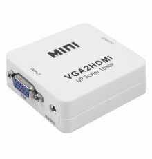 Конвертер VGA + Стерео 3,5 мм на HDMI, пластик, белый  17-6930  REXANT