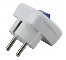 Vx5-W ЭРА Вилка с/з с выключателем 16A белая (24/8)  Б0039675  ЭРА