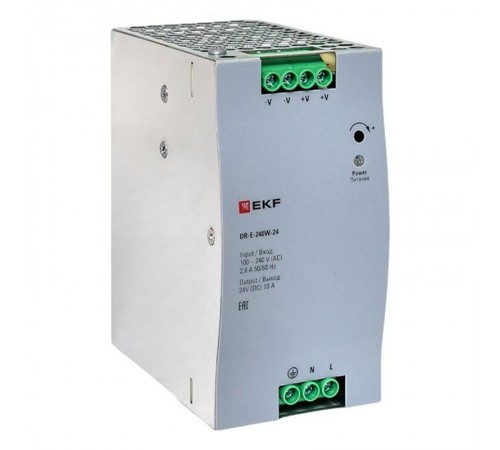 Блок питания на дин рейку 240 Вт,Uвх ~ 220 В AC, Uвых - 24 В DC постоянного тока DR-E-240W-24 EKF