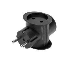 Тройник электрический универсальный 16А одно гнездо с/з черный  11-1083  REXANT