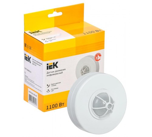 Датчик движения ДД 024 белый, макс. нагрузка 1100Вт, угол обзора 120-360гра, дальность 6м, IP33,  LDD11-024-1100-001  IEK