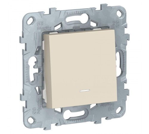 Unica New Бежевый Выключатель 1-клавишный, с подсветкой, сх. 1а  NU520144N  Schneider Electric