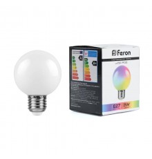 Лампа светодиодная LB-371 (3W) 230V E27 RGB для белт лайта G60 матовый плавная сменая цвета  38115  Feron
