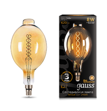 Лампа светодиодная LED Vintage Filament Flexible BT180 8W E27 180*360mm Amber 620lm 2400K 1/6  152802008  Gauss
