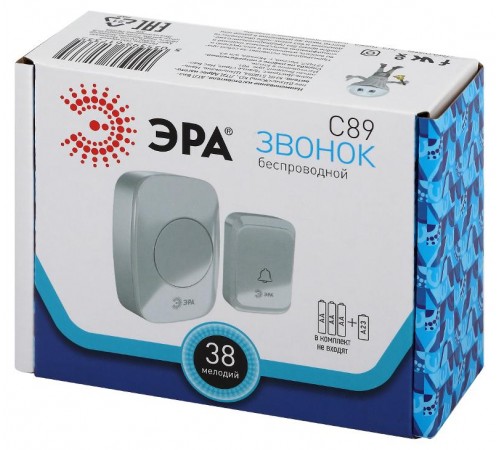 Звонок дверной C89 беспроводной белый 38 мелодий  Б0054090  ЭРА