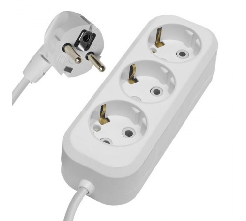 HM01-31-03 Удлинитель 3-местный с/з 3x0,75мм2, 3м, 220В, 10А, серия Home (У10-002), белый  39214  STEKKER