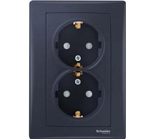 SEDNA РОЗЕТКА двойная, с зазем. конт., без защит. шторок, 16А, 250В, ГРАФИТ SDN3000670 Schneider Electric