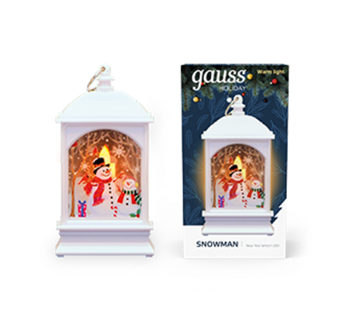 Фонарь новогодний светодиодный "Снеговик" серия Holiday, 0,1W, тёплый свет, белый, батарейки в комплекте, 1/100  HL030  Gauss