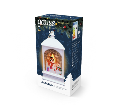 Фонарь новогодний светодиодный "Снеговик" серия Holiday, 0,1W, тёплый свет, белый, батарейки в комплекте, 1/100  HL030  Gauss