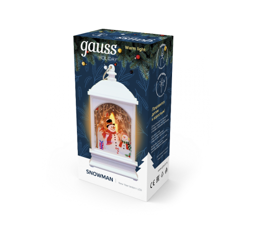 Фонарь новогодний светодиодный "Снеговик" серия Holiday, 0,1W, тёплый свет, белый, батарейки в комплекте, 1/100  HL030  Gauss
