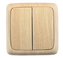 Выключатель открытой установки, двухклавишный, цвет сосна  ВА16-151-02  HEGEL