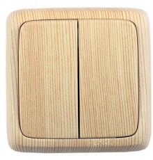 Выключатель открытой установки, двухклавишный, с изолирующей пластиной, цвет сосна  ВА10-153-02  HEGEL