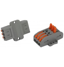 Клемма  NO-225-399 проходная с монтажной площадкой 222-2413Р с рычагами 3 полюса 0.08-2.5/4 мм2 (упаковка 15 шт.)  Б0067881  ЭРА