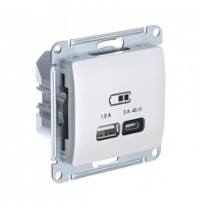 Glossa Перламутр USB Розетка A + тип-C 45W высокоскор.заряд. QC PD  GSL000629  SE