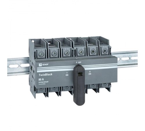 Рубильник 80A 3P реверсивный c рукояткой управления для прямой установки TwinBlock EKF  tb-s-80-3p-rev  EKF