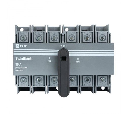 Рубильник 80A 3P реверсивный c рукояткой управления для прямой установки TwinBlock EKF  tb-s-80-3p-rev  EKF