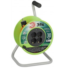 Удлинитель силовой  RP-4e-3х0.75-30m на пластиковой катушке c заземлением 4 розетки 30м ПВС 3х0,75мм2   Б0056097  ЭРА