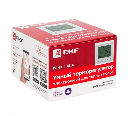Умный термостат для теплых полов Wi-Fi Connect  ett-4  EKF