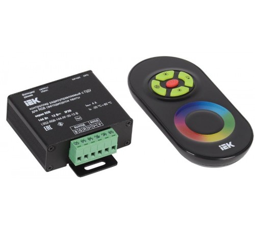 Контроллер с ПДУ радио RGB 3 канала 12В 4А 144Вт черный  LSC1-RGB-144-RF-20-12-B  IEK