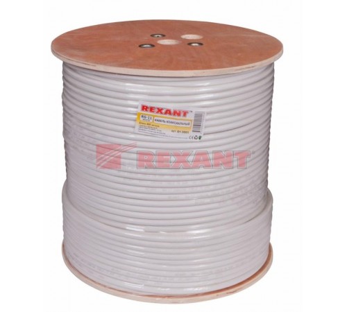 Кабель коаксиальный магистральный RG-11U, 75 Ом, CCS/Al/Al, 83%, бухта 305 м, белый  01-3001  REXANT