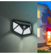 ERAFS100-04 Фасадный светильник с датч. движ. и 4-мя плоск. освещ., на солн. бат.100 LED,300 l  Б0045270  ЭРА