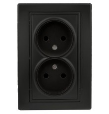 1-204-05 Intro Розетка 2х2P, 16А-250В, IP20, СУ, Plano, антрацит  Б0044569  Intro
