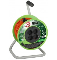 Удлинитель силовой  RP-4-2x1.5-50m на пластиковой катушке без заземления 4 розетки 50м ПВС 2х1,5мм2   Б0059784  ЭРА