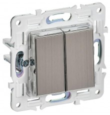 SKANDY Выключатель 2-клавишный 10А SK-V04N никель  SK-V20-0-10-K50  IEK