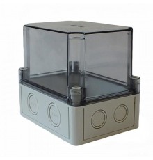 Коробка 150х110х138 АБС-пластик,светло-серый цвет корпуса,высокая крышка,прозрачная,DIN-рейка РП1  КР2801-623  HEGEL